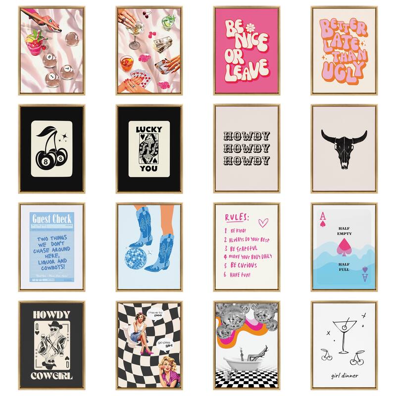 Kate and Laurel Sylvie Blue Bows Framed Canvas by Honey Island Studio