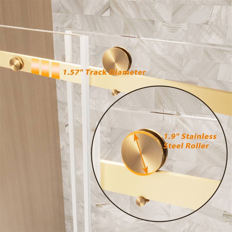 Frameless Single Sliding Shower Door 56-60 "W x 60" H,1/4 "(6 mm)