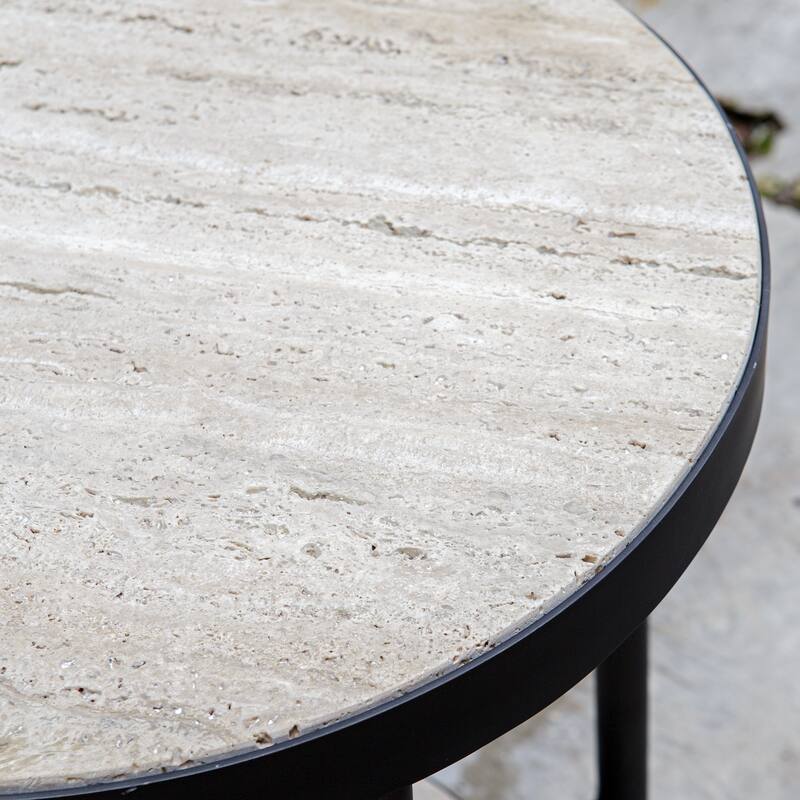 Uttermost Dauntless Travertine Side Table - 19"W x 24"H x 19"D