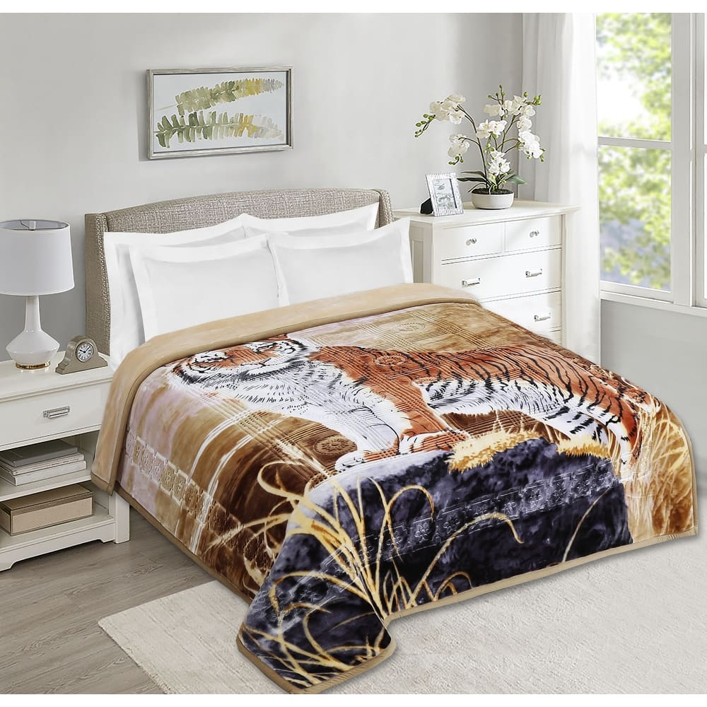 Empyrean Velvet 2 Ply Heavy Reversible Printed Raschel Blanket