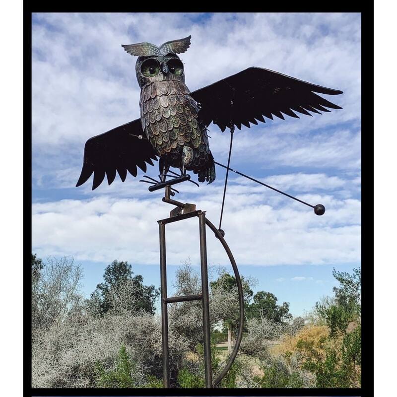 86" Black and Gray Realistic Antique Style Owl Rocker
