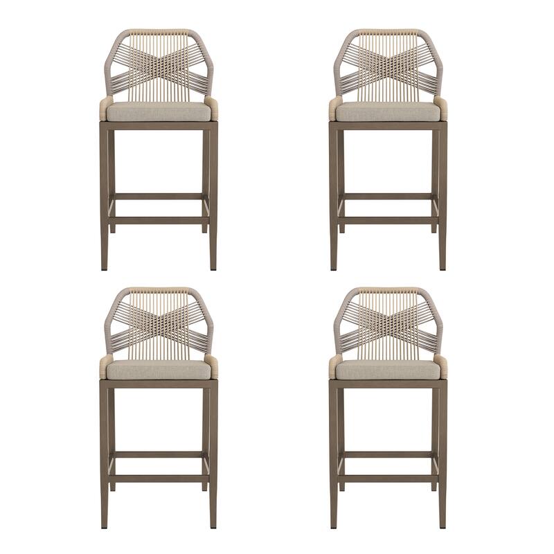 Modern Aluminum Counter Height Bar Stools, Upholstered Counter Stools with Back - 27.5"H