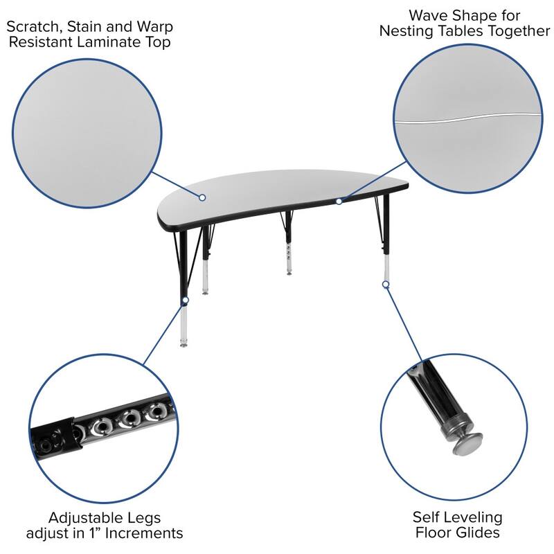 76" Oval Wave Flexible Laminate Activity Table Set with 12" Student Stack Chairs