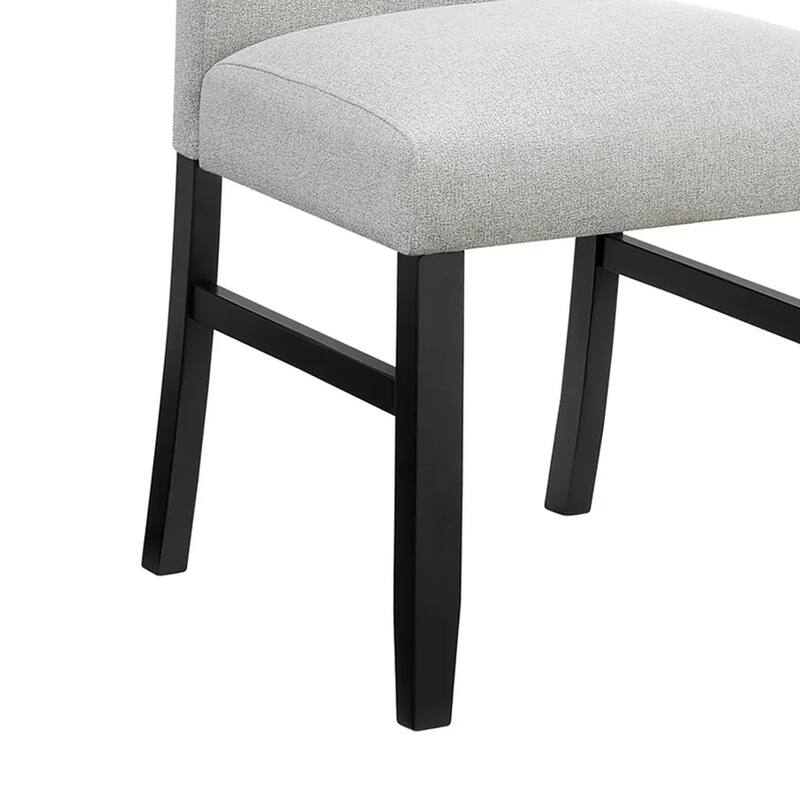 Riac Set of 2 Side Dining Chairs, Black Wood, Dove Gray Fabric Seat