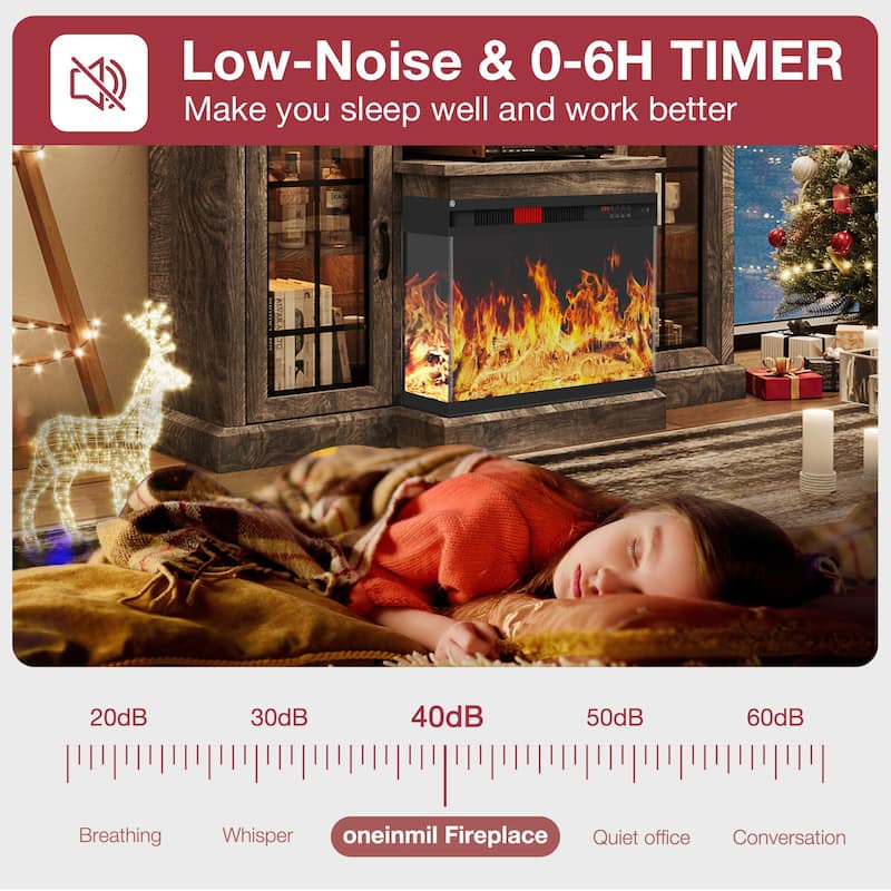 59''Fireplace TV Stand with 3-Sided Glass Electric Fireplace