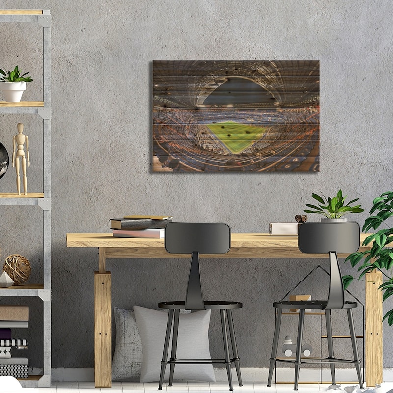 Santiago Bernabeu Print On Wood by Jesús M. García - Multi-Color