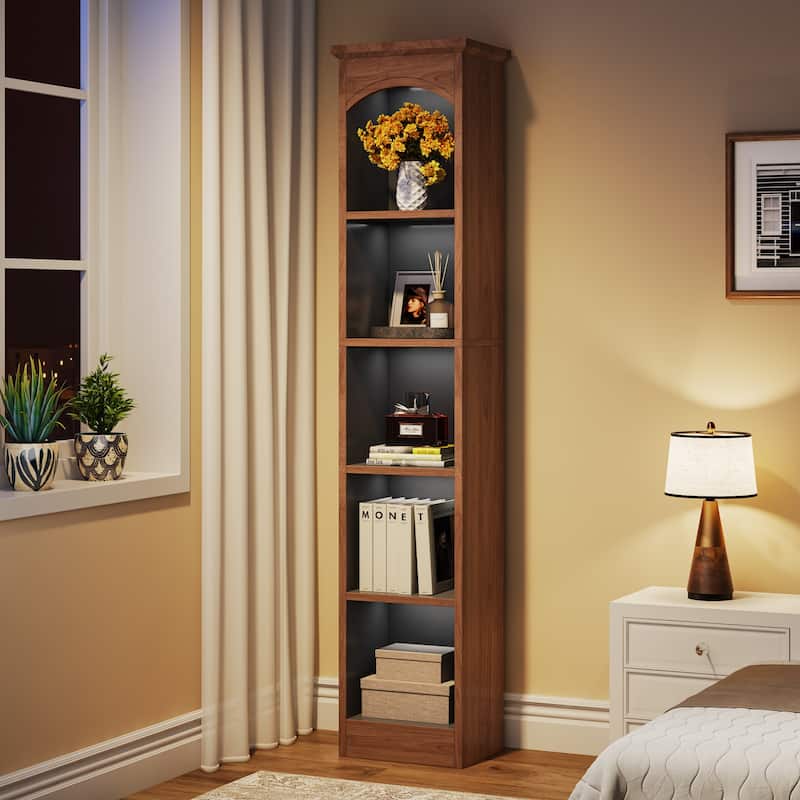 70.9 Inches 5-tier Tall Narrow Bookcase Cube Bookshelf with Storage