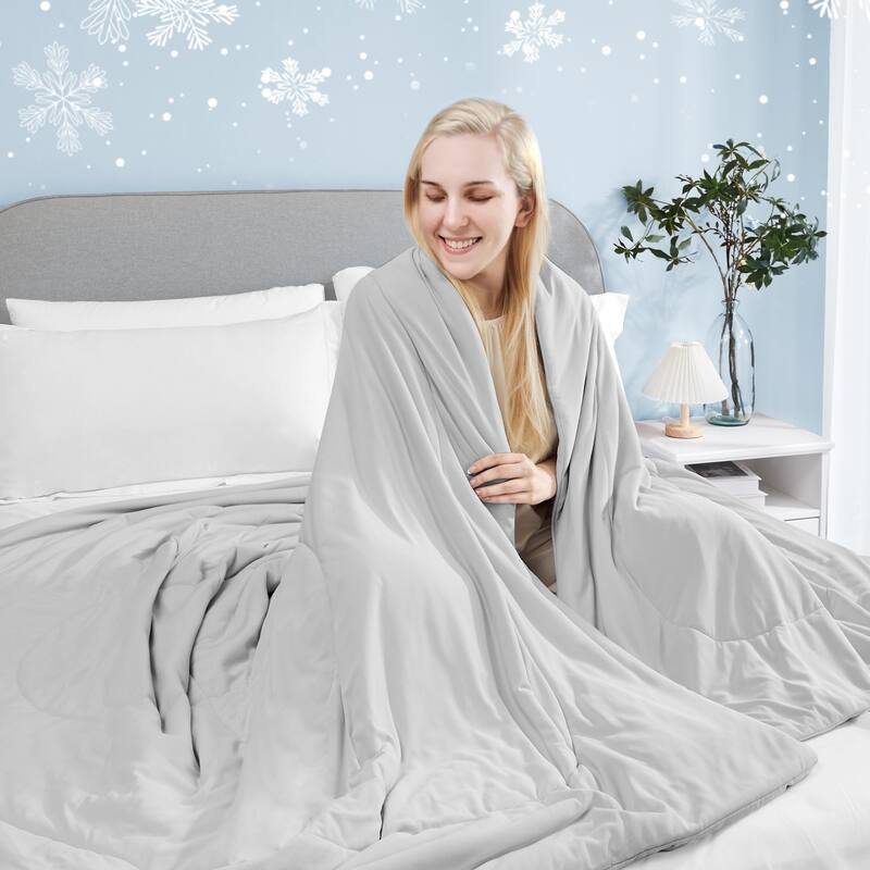 Cooling Comforter, Cold Blanket for Night Sweats 1 Piece - 79x86 Inches - Grey