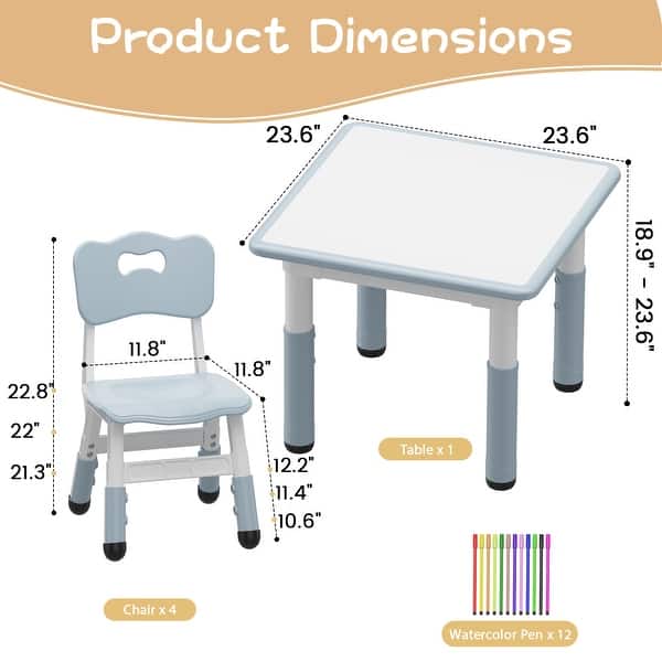 Kids Table and 4 Chairs Set with Graffiti Desktop - Bed Bath & Beyond ...