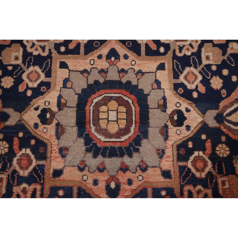 Geometric Bakhtiari Vintage Persian Rug Hand-Knotted Wool Carpet - 7'0" x 10'1"