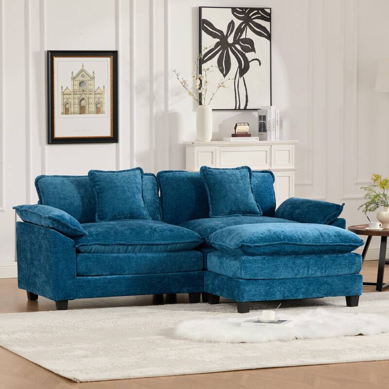 Roomfitters Cloud Loveseat Sofa, Modern Chenille Upholstered 2-Seater with Deep Cushions and Wide Armrests
