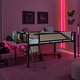 preview thumbnail 11 of 18, Metal Loft Bed with Rectangular Desk, Full Rattan LED Loft Bed Frame with Storage Shelves and Hanging Storage Compartments