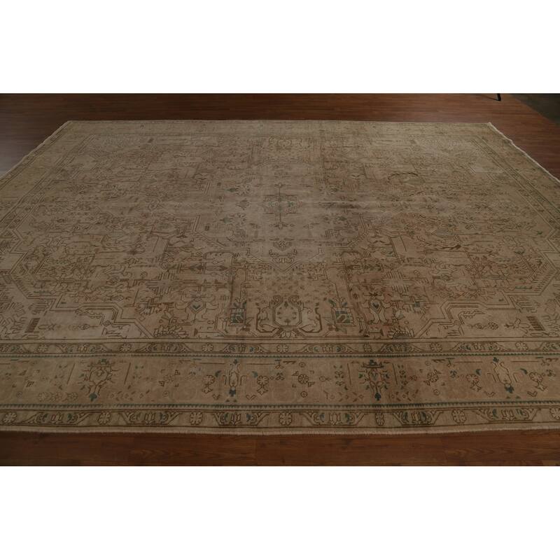 Tabriz Persian Vintage Rug Bedroom Hand-Knotted Wool Carpet - 9'6" x 12'9"
