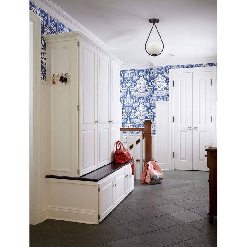Sardignia Modern Flush Mount Ceiling Light w/ Globe Ivory Glass Shade