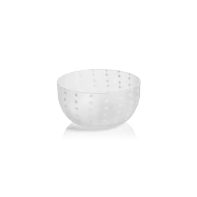 Parma White Dot Condiment Frosted Glass Bowls, Set of 4 - 4.25" x 2.5"
