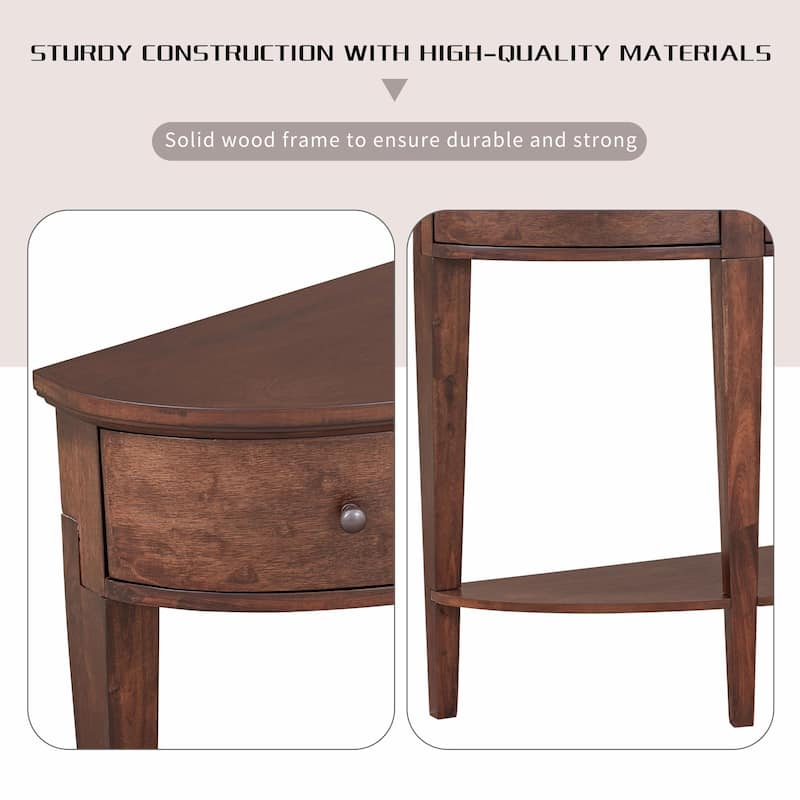 Modern Curved Console Table with 3 Drawers and 1 Shelf