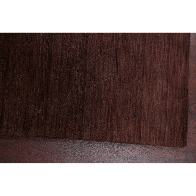 Contemporary Solid Gabbeh Oriental Runner Rug Hand-knotted Wool Carpet - 2'9" x 9'10"