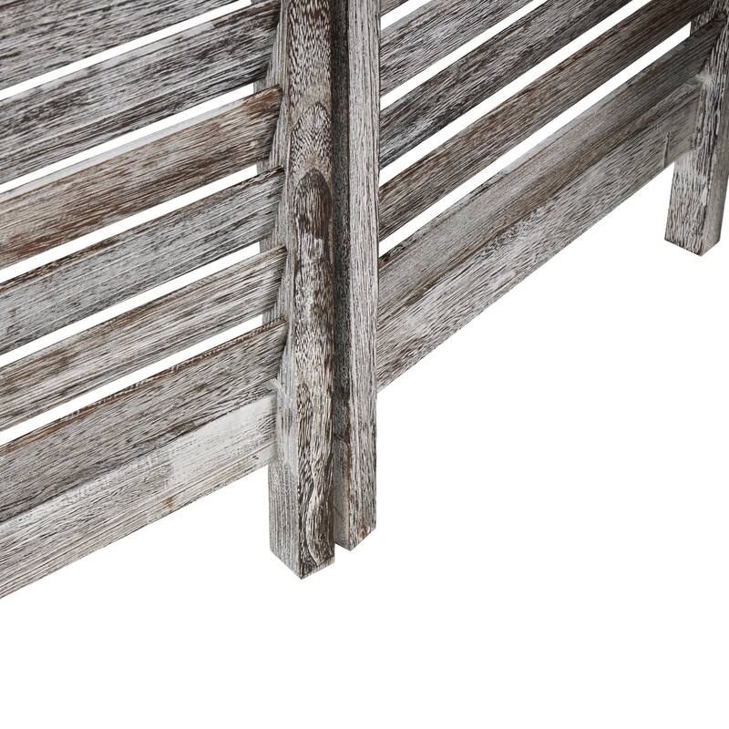 Arched Slatted Wood Base or Wood Distressed Shuttered and 3 Panel Room Divider - Brown, Dark Brown or Grey - Roche River Décor