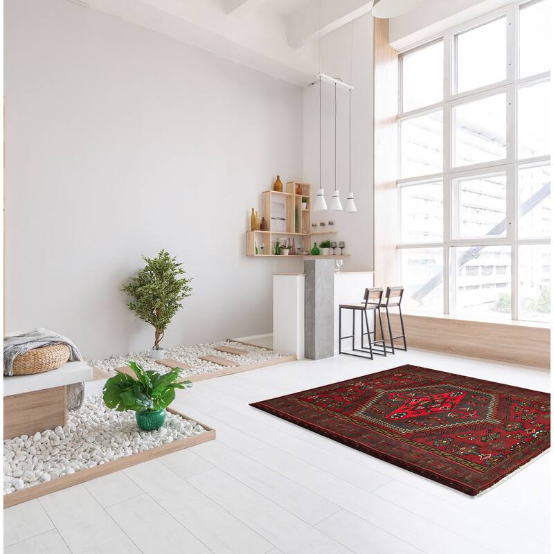 ECARPETGALLERY Hand-knotted Andelz Dark Red Wool Rug - 3'7 x 5'0