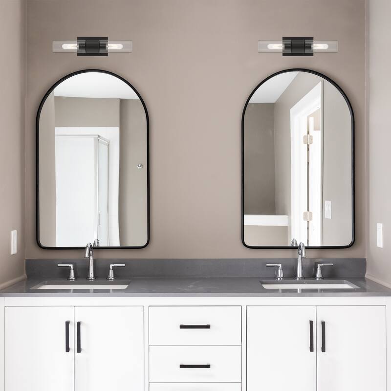 Anton 17.5 in. 2-Light Matte Black Transitional Wall Sconce Light