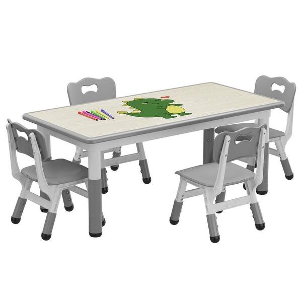 slide 2 of 17, Kids Table and Chair Set, Height Adjustable Toddler Table and 4 Chairs Set Grey