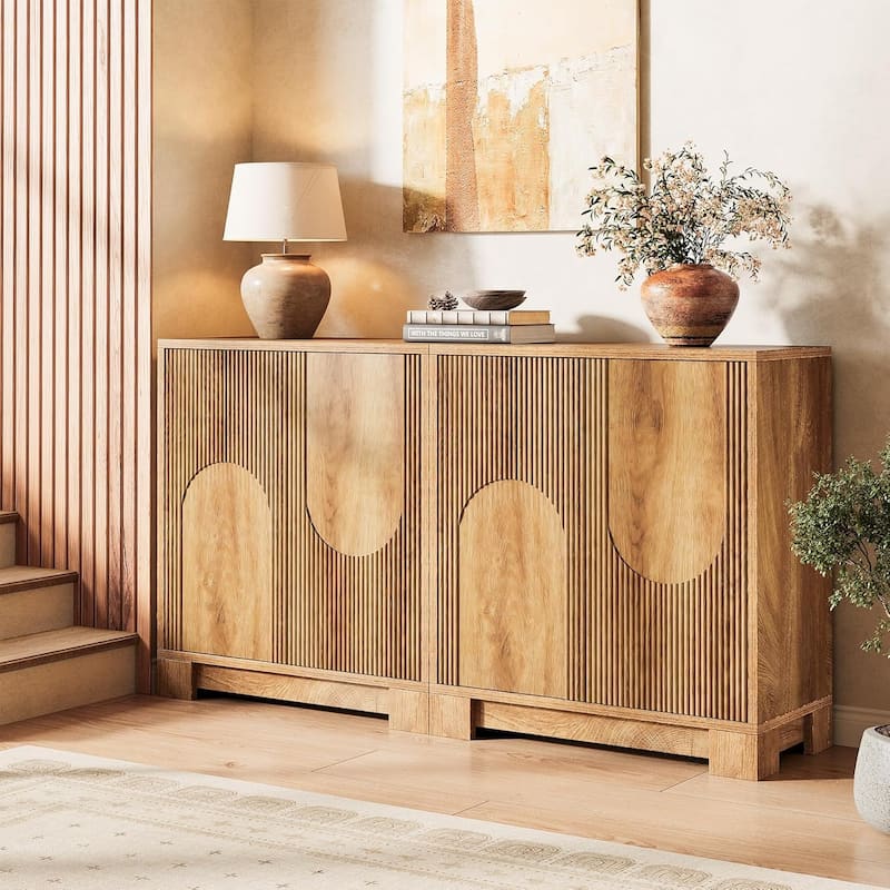 57.5" Modern Sideboard Buffet Cabinet with Storage & Push-to-Open Doors for Kitchen