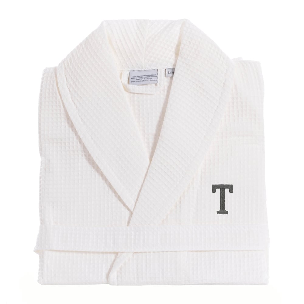 Authentic Hotel and Spa Monogrammed Turkish Cotton Unisex Waffle Weave Bath Robe