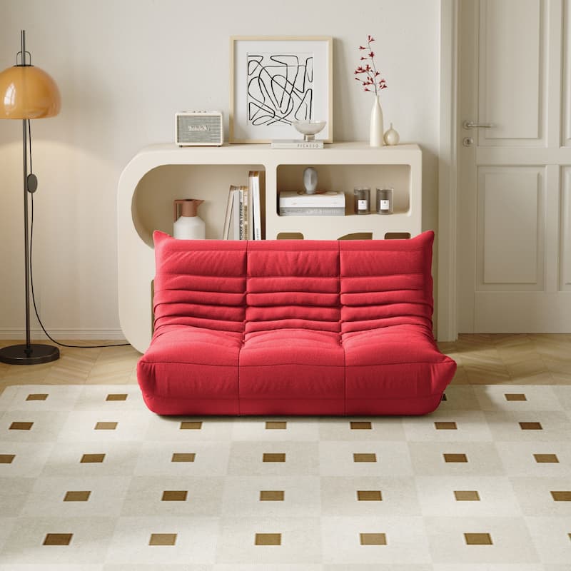 53" Comfy Lazy Floor Sofa Couch,Teddy Velvet Sofa Bean Bag Couch For Adults