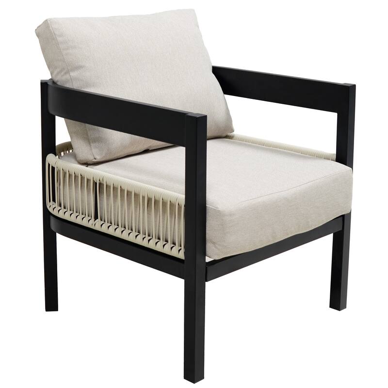 Modular Outdoor Sofa Set with PE Wicker & WPC Table, Rust-Proof Frame