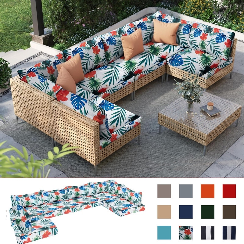 14 Pcs Outdoor Furniture Replacement Cushions Fits 6 seat Sectional Rattan Conversation Set Only cushions covers no sofa. On Sale Bed Bath Beyond 40781998