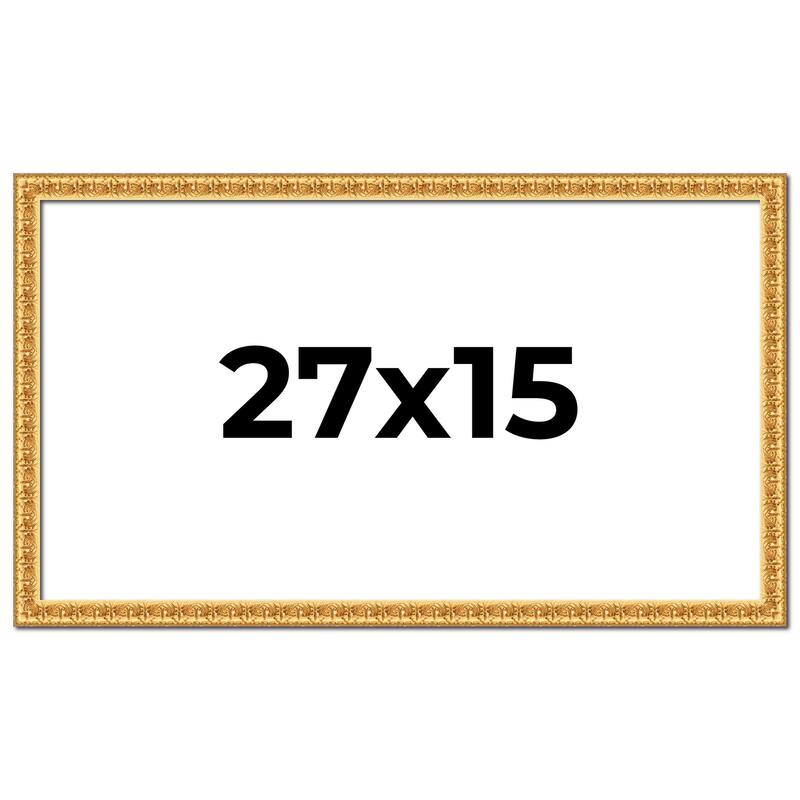 27x15 Frame Gold Real Wood Picture Frame Width 1 inches | Interior