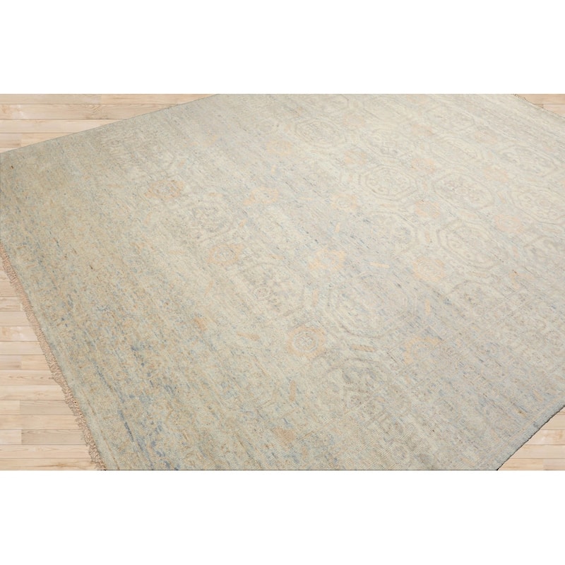 LoomBloom Gray Hand Knotted Oushak Wool Oriental Transitional Area Rug - 7' 10'' x 9' 10''