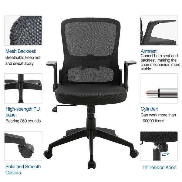 Shop Art Leon Ergonomic Mesh Swivel Home Office Chair With Armrest Overstock 31784278 Black