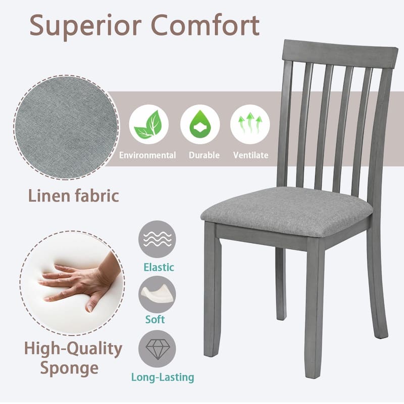 Set of 4 Wooden Dining Chairs with Padded Seats