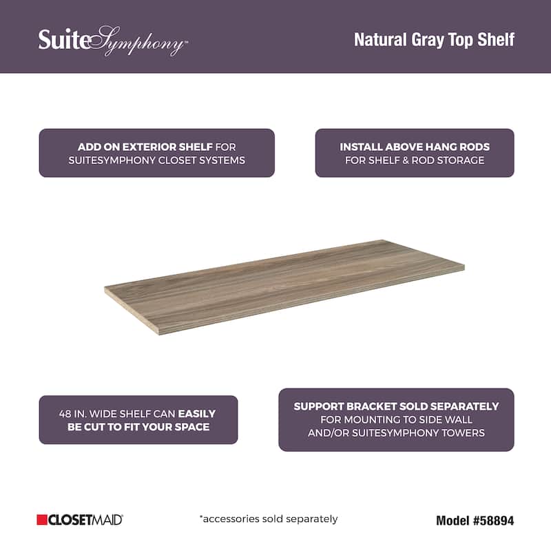 ClosetMaid SuiteSymphony 47.7-inch Wide Top Shelf
