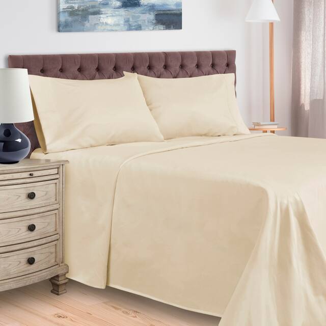Egyptian Cotton 400 Thread Count Solid Bed Sheet Set by Superior - California King - Ivory