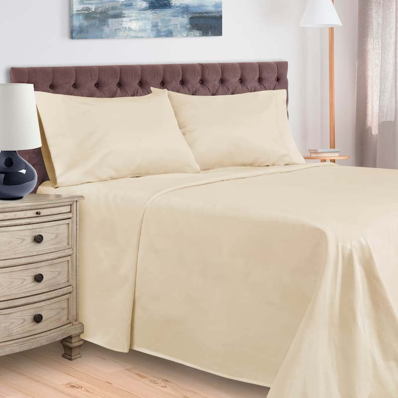 Egyptian Cotton 400 Thread Count Solid Bed Sheet Set by Superior - Ivory - Full