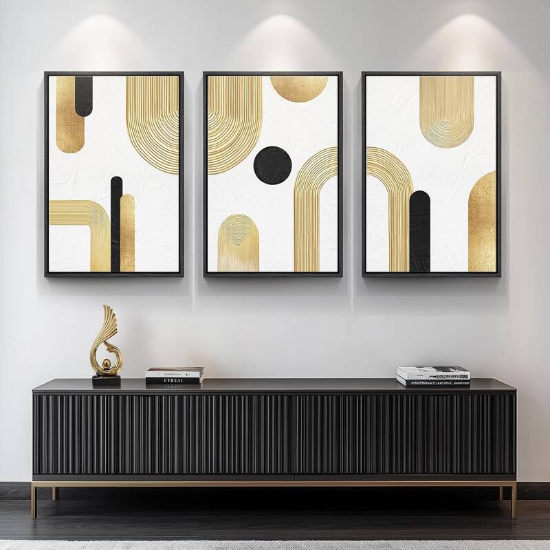 Wall Art for Minimalist Black White Gold Pictures