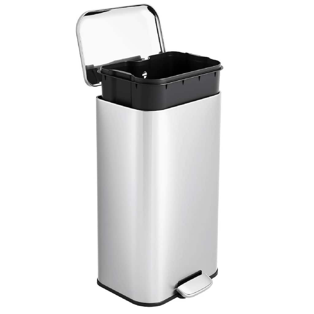 8 Gal Fingerprint-Proof Step Rubbish Bin, Trash Can for Bathroom, Kitchen