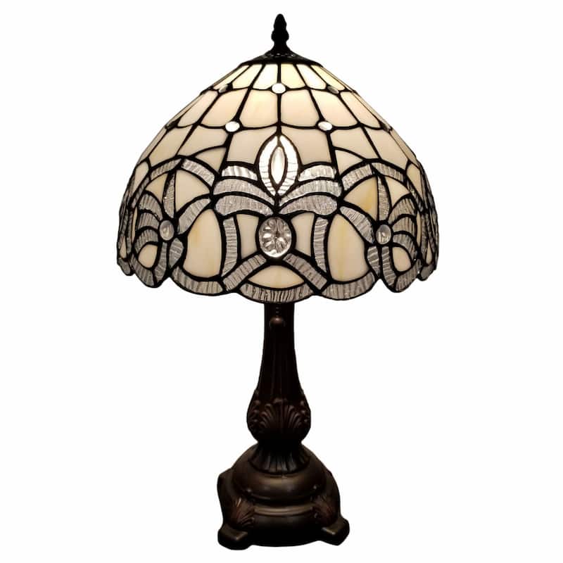 Vintage 19-inch Dark Brown Metal Table Lamp with White Glass Shade - 12" x 17" x 19"