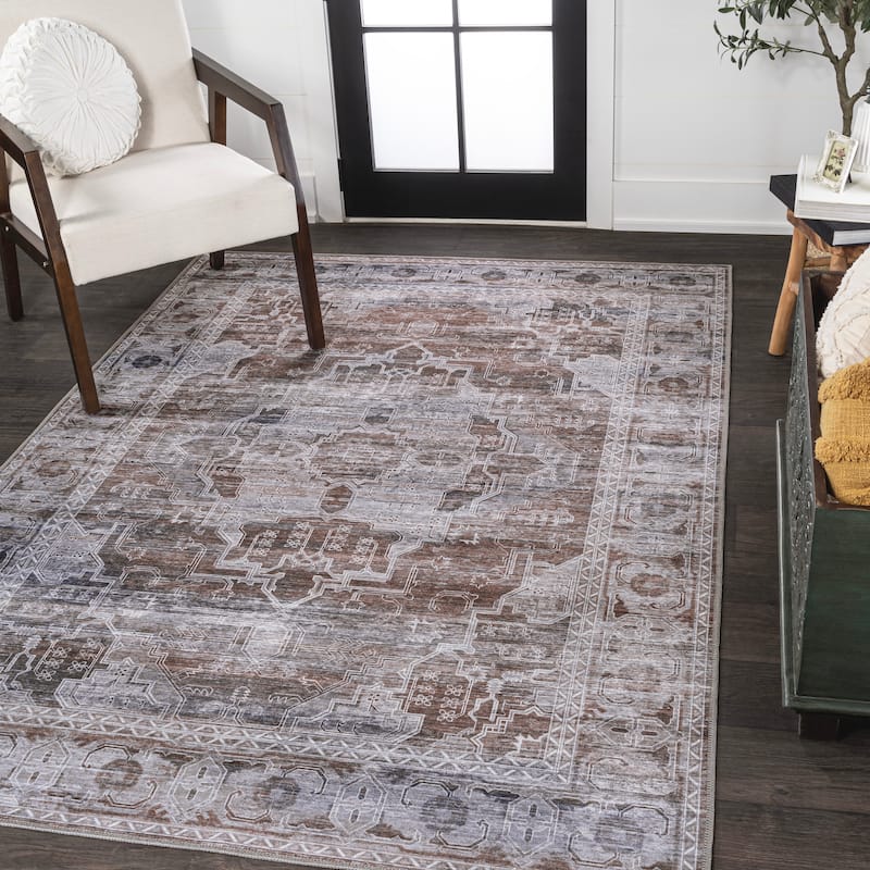 JONATHAN Y Dalyan Ornate Medallion Machine Washable Area Rug