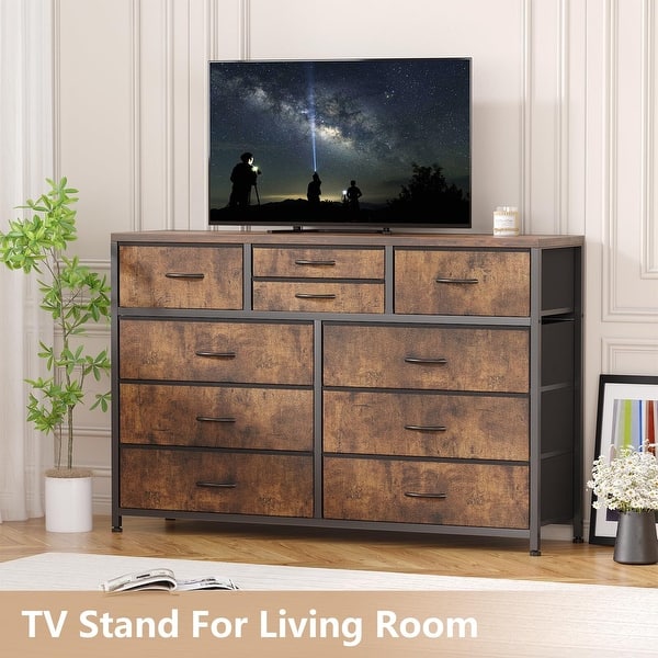 Wide 10 Drawer Dresser for Bedroom - White