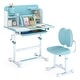 preview thumbnail 1 of 28, Costway Kid’s Study Desk & Chair Set with Tilt Desktop, Pen Holder & - See Details Navy