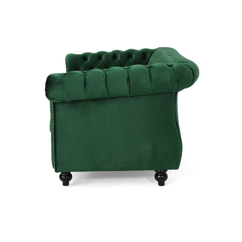 Modern Tufted Velvet Upholstered Sofa by Christopher Knight Home