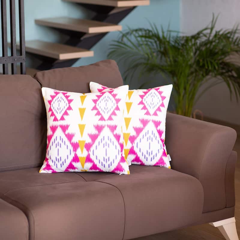 Mike & Co. Ikat Printed Throw Pillow Cover 18"x18" Set of 2 - Pink