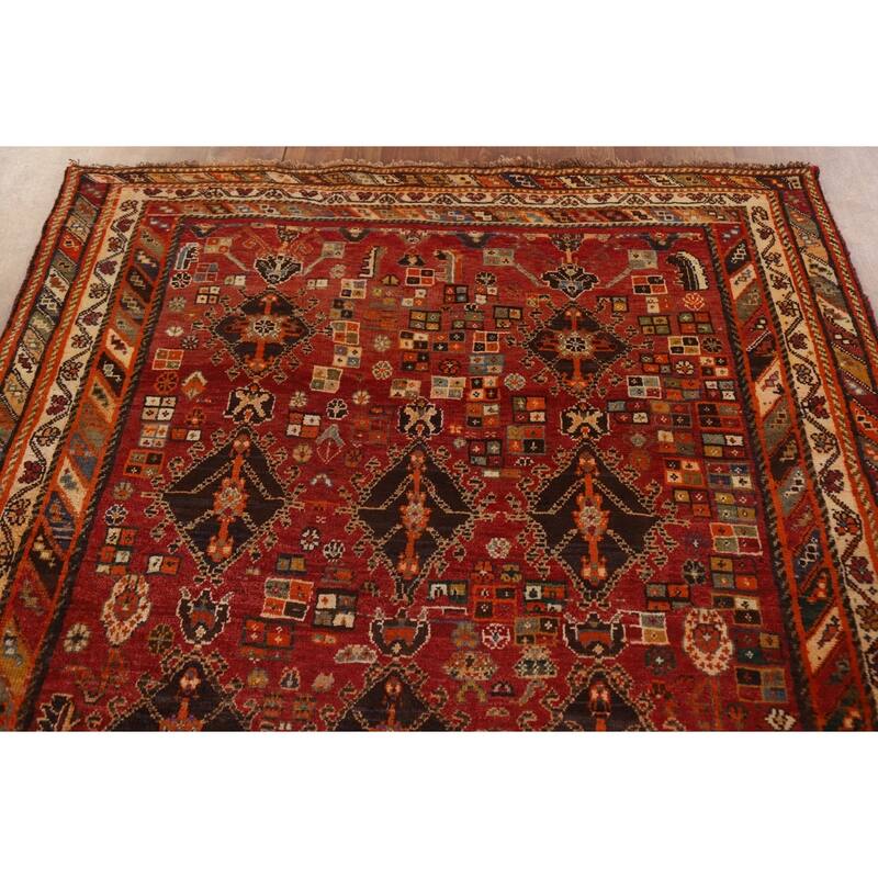 Hand Knotted Oriental 100% Wool Carpet Traditional Tribal Red Kashkoli Area Rug - 8' 2'' X 5' 4''