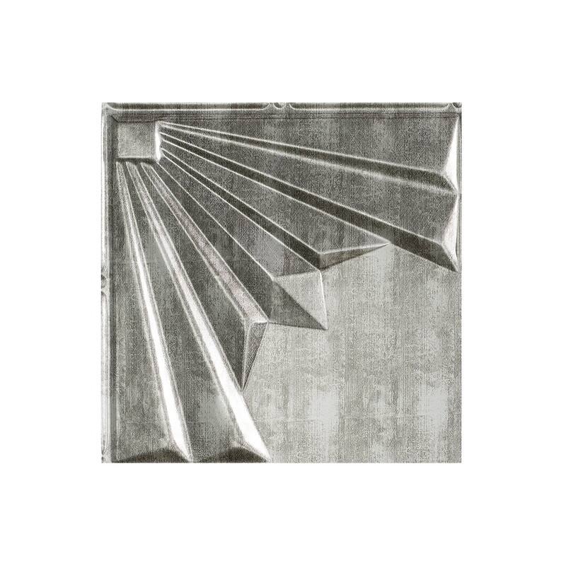 Fasade Art Deco Decorative Vinyl 2ft x 2ft Lay In Ceiling Tile in Crosshatch Silver (5 Pack) - 12x12 Inch Sample