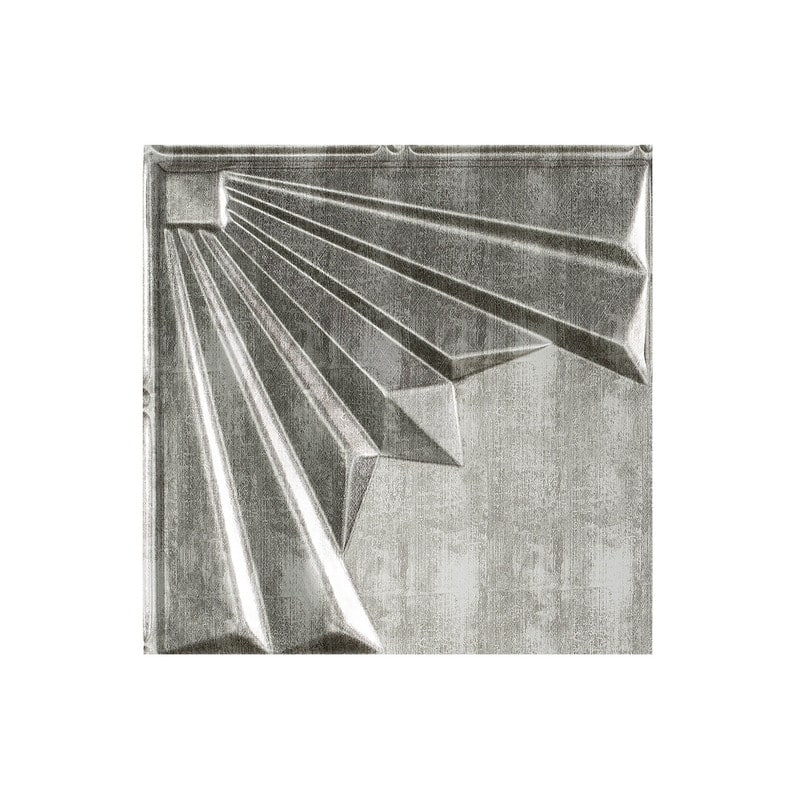 FASÄDE Art Deco Decorative Vinyl 2ft x 4ft Glue Up Ceiling Panel in Crosshatch Silver (5 Pack) - 12in x 12in Sample - Crosshatch Silver