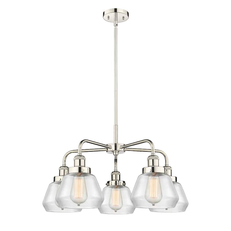 Innovations Lighting Fulton - 5 Light 25" Stem Hung Chandelier - Clear/Polished Nickel