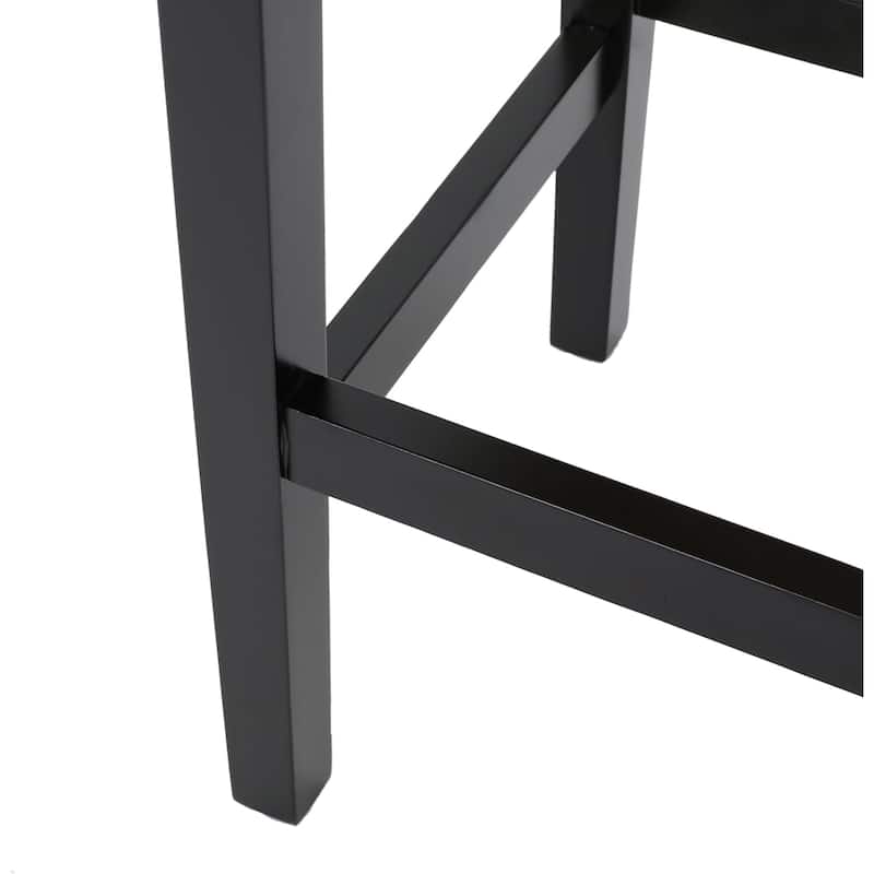 Seya Counter Stool Set of 2, Gray Waterproof Cushioned Seat, Black